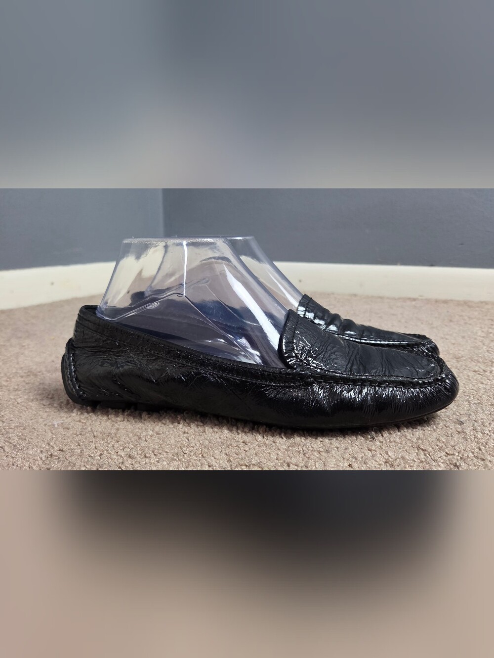 Coach Black Leather Slip-On Driving Loafers